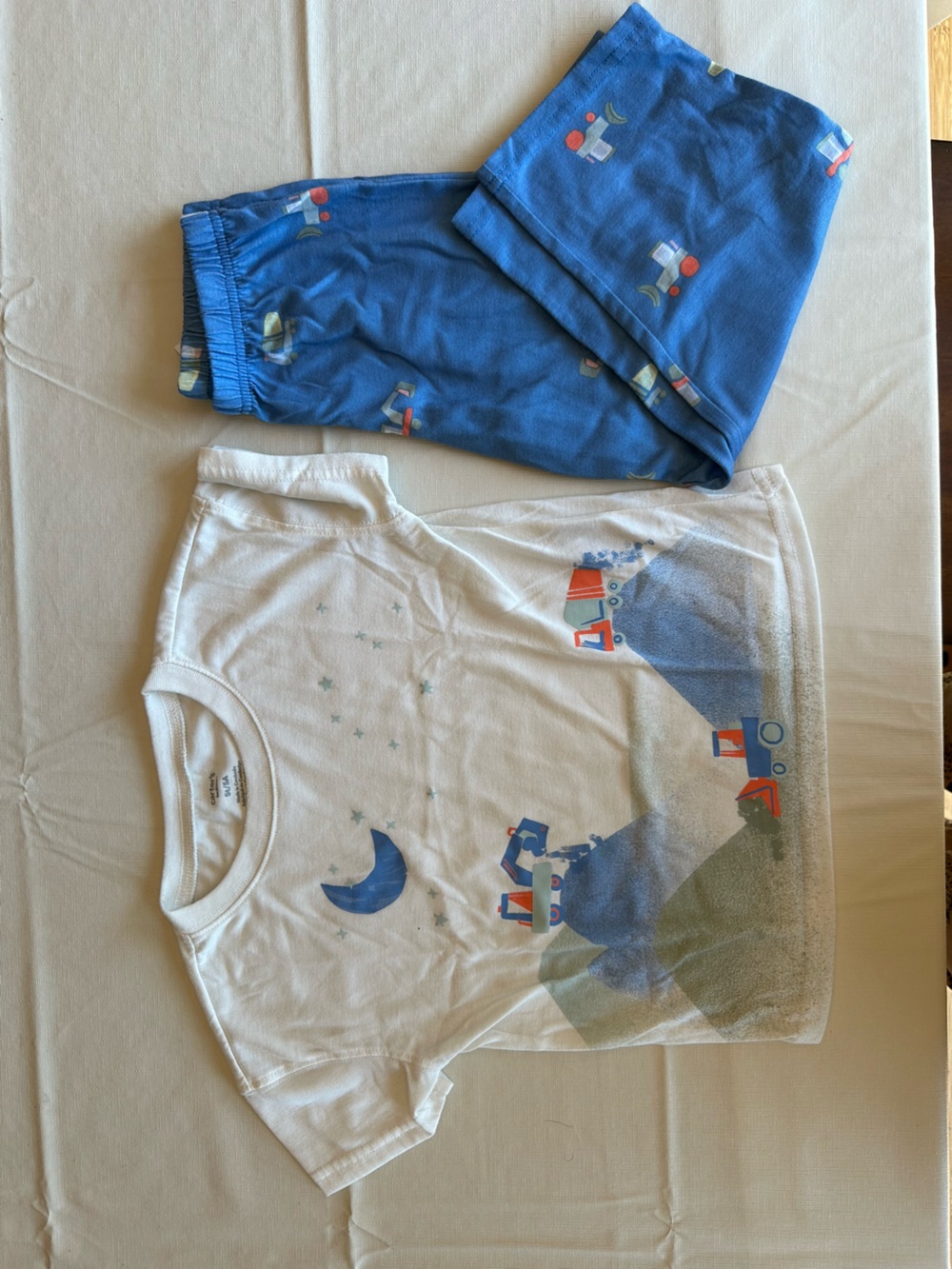 Carter's White and Blue Construction Truck Kids Pajama Set